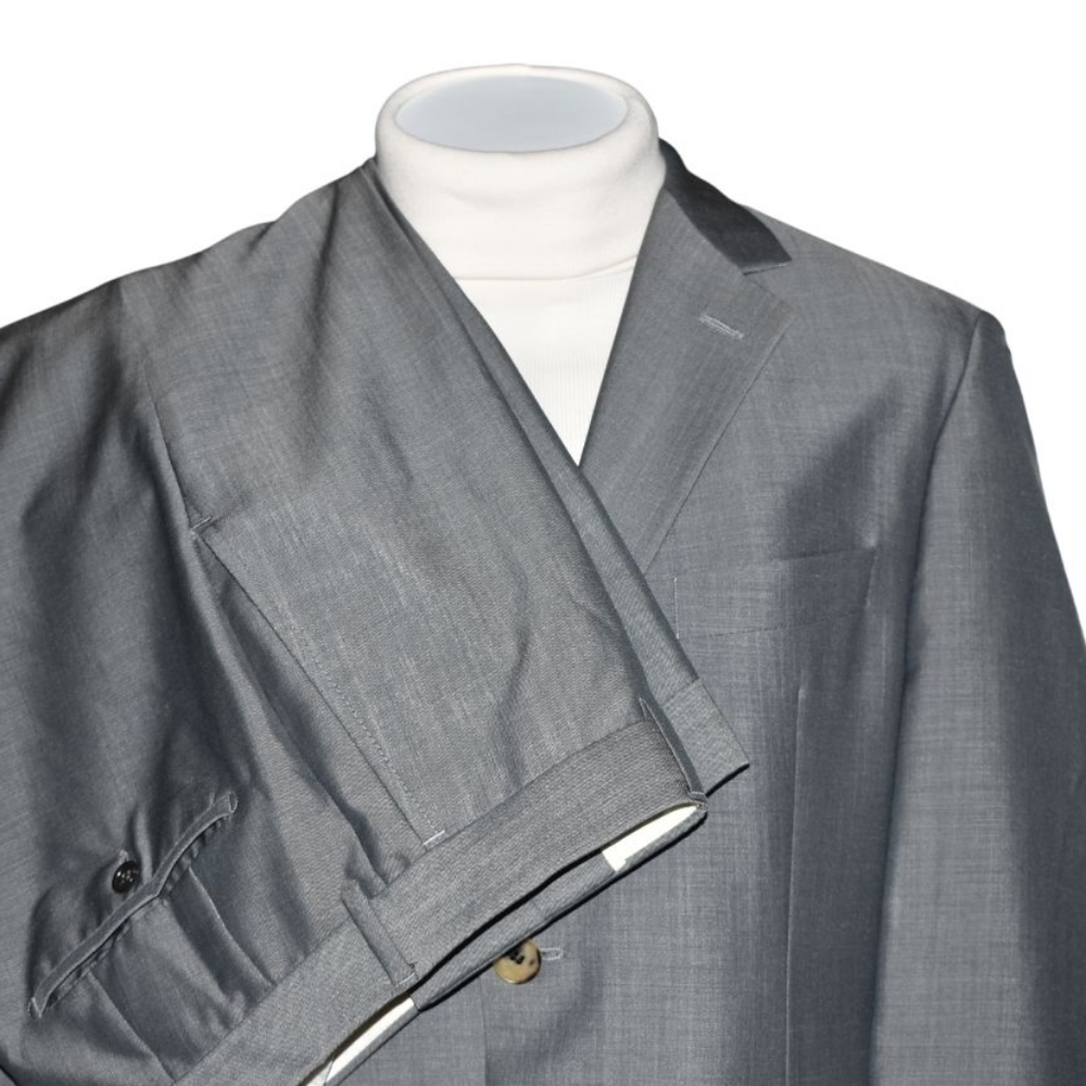 Hugo Boss Cloth Ermenegildo Suit 2pc Mens Gray Sharkskin Blazer 44R Pant 34x30